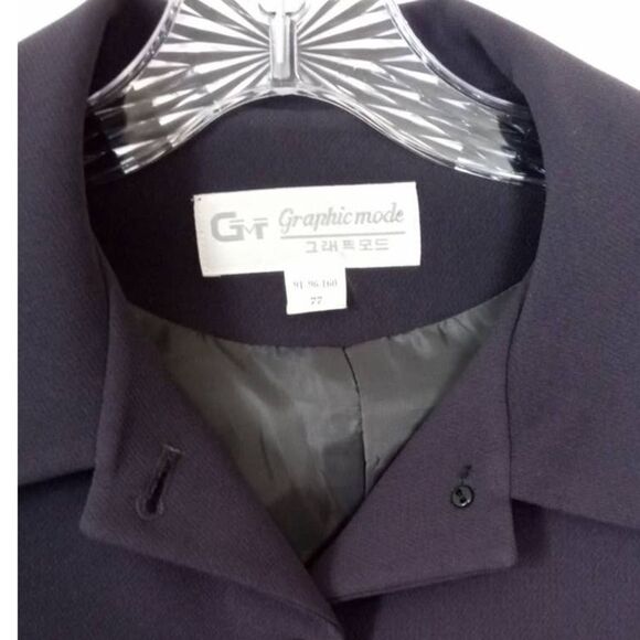 Graphic Mode Jacket Blazer Women US Large Black Lined Decorative Button - Picture 3 of 9